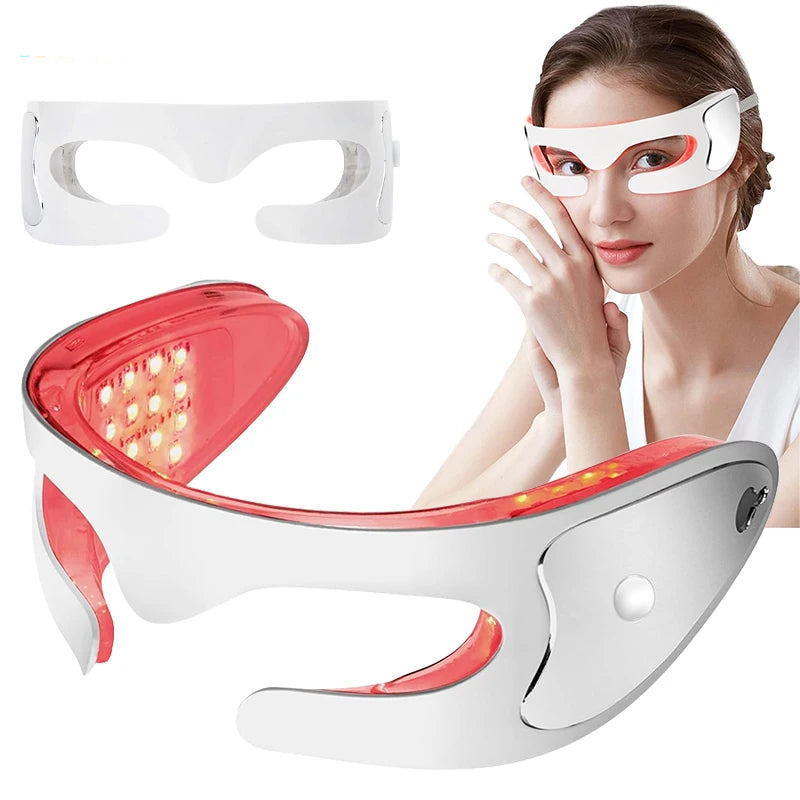 Red light therapy face mask and eye mask for at-home skincare, glowing skin treatment