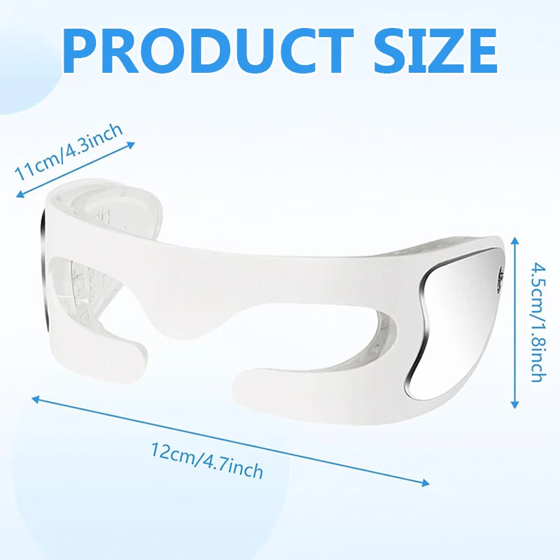 White LED face mask with dimensions: 12cm x 4.5cm, for at-home skincare treatment